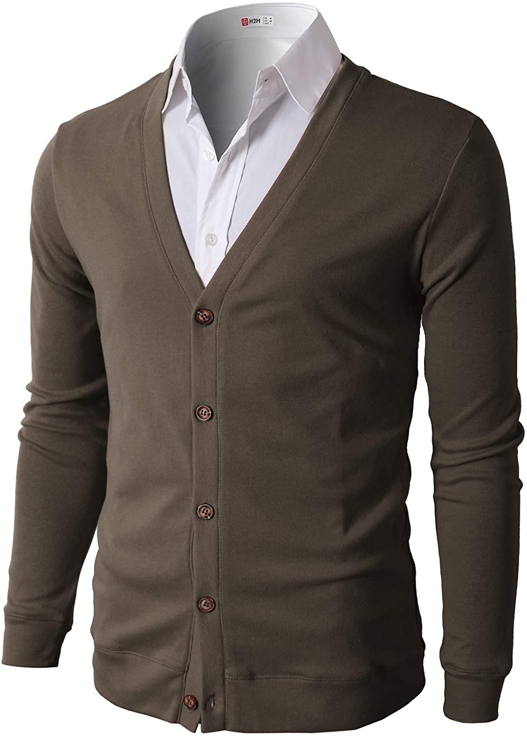 H2H Mens Casual Slim Fit Cardigans V-Neck Basic Designed Long Sleeve Button Down 