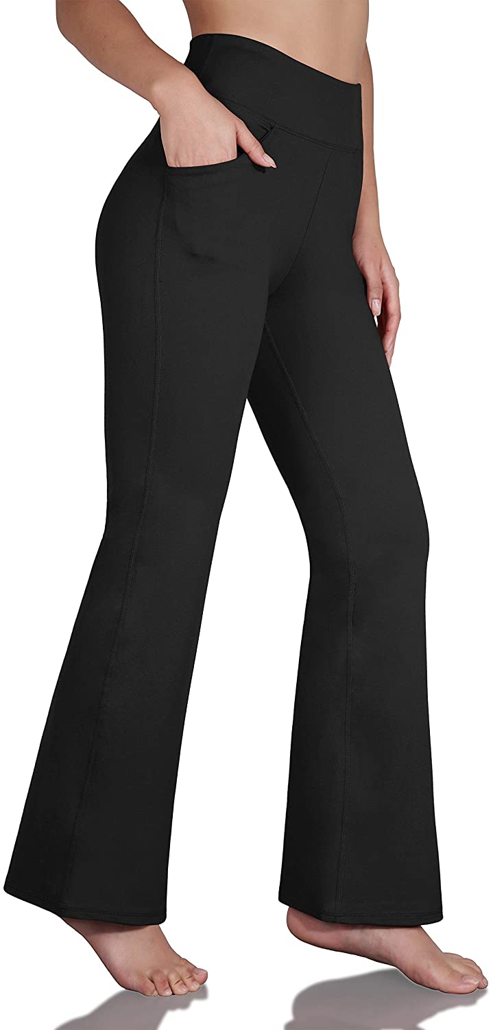 REETOYO Womens High Waisted Boot Cut Yoga Pants Workout Bootleg Flares Pants with Inner Pocket