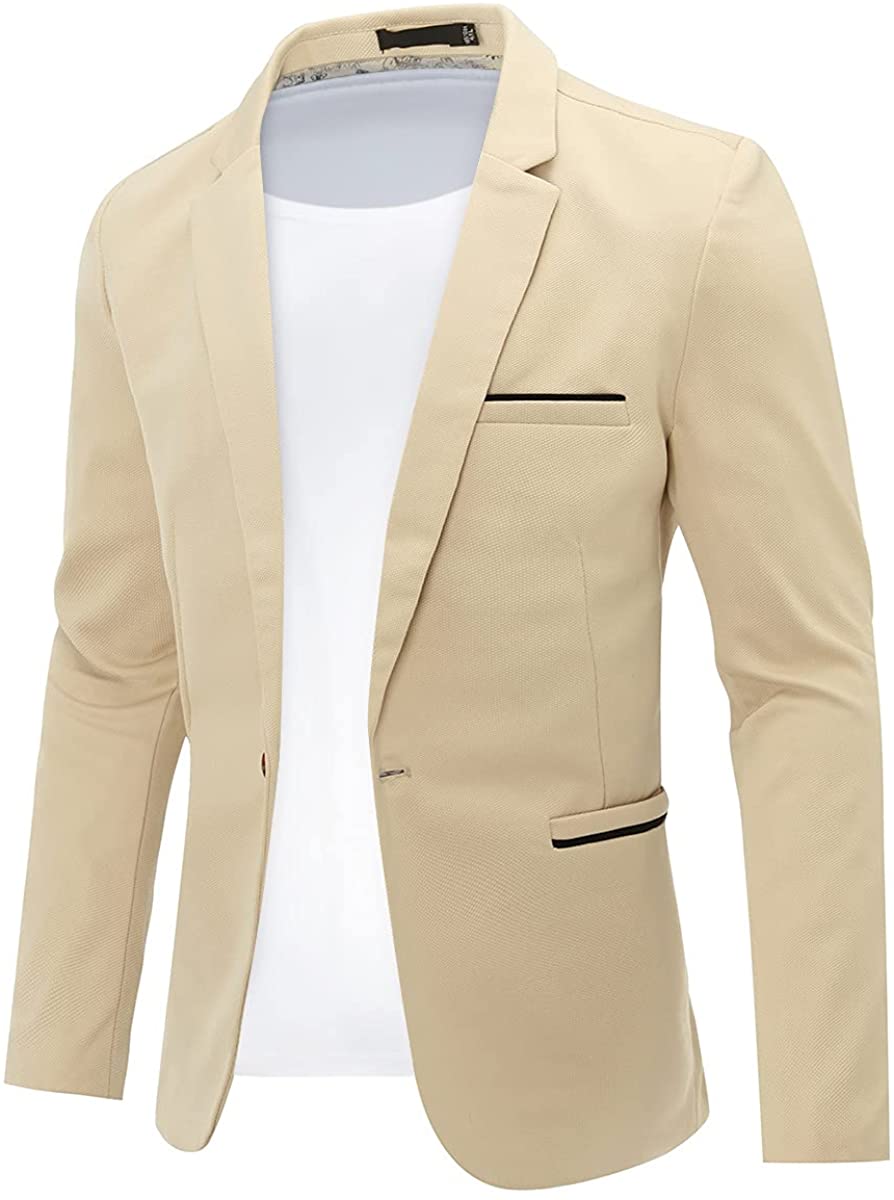 Mens Suit Jacket One Button Slim Fit Sport Coat Business Daily Blazer 