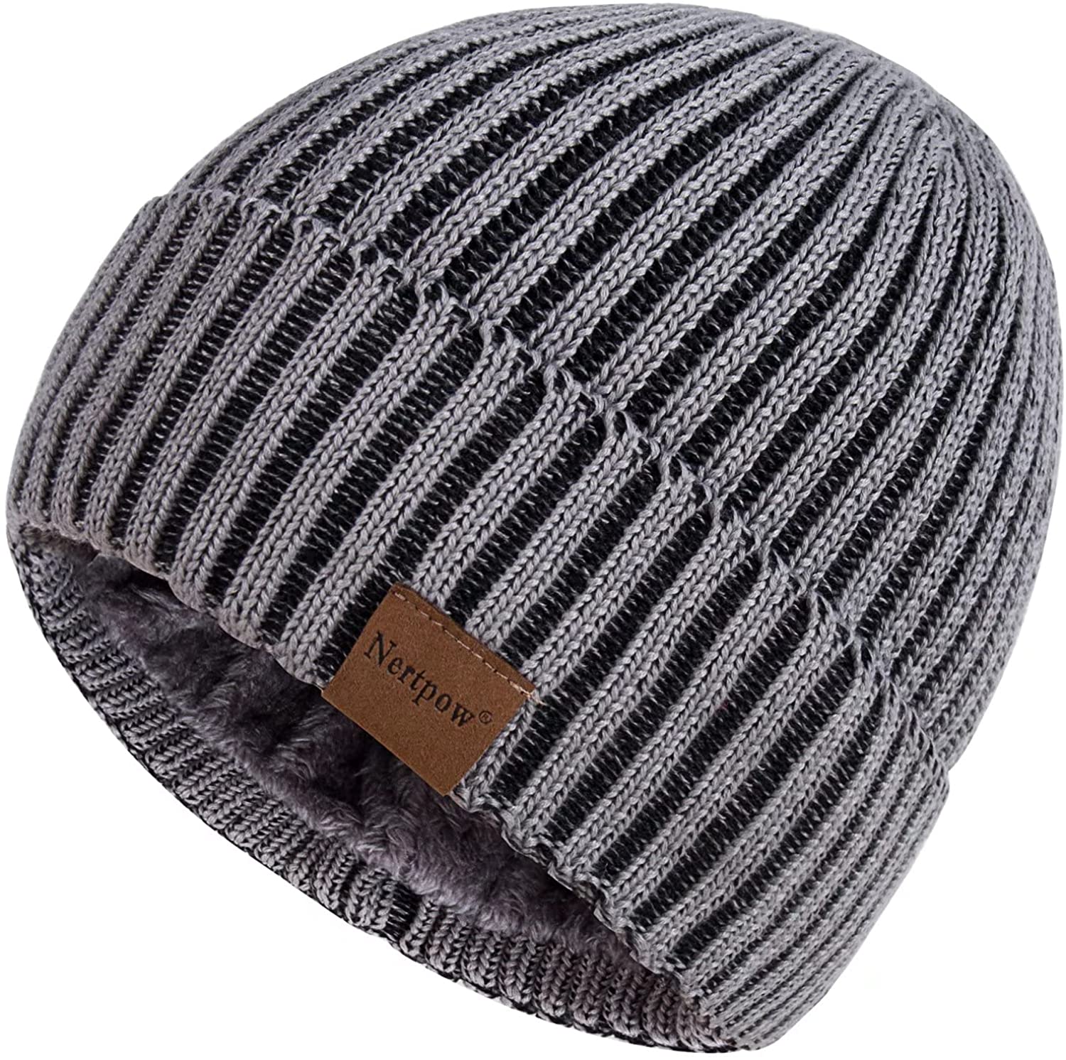 Winter Warm Fleece Lined Thermal Trendy Thick Knit Skull Cable Cuff Cap Nertpow Beanie Hat for Men and Women 