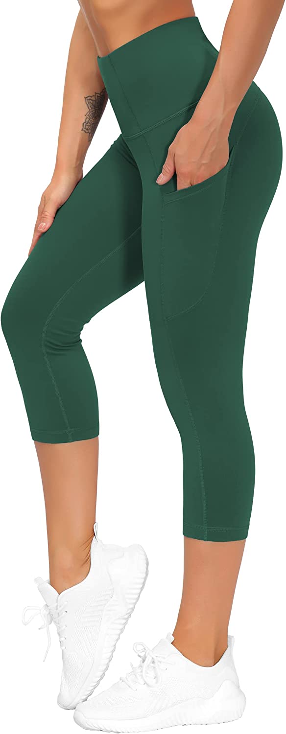Thick High Waist Yoga Pants With Pockets, Tummy Control Workout Running  Yoga Leggings For Women
