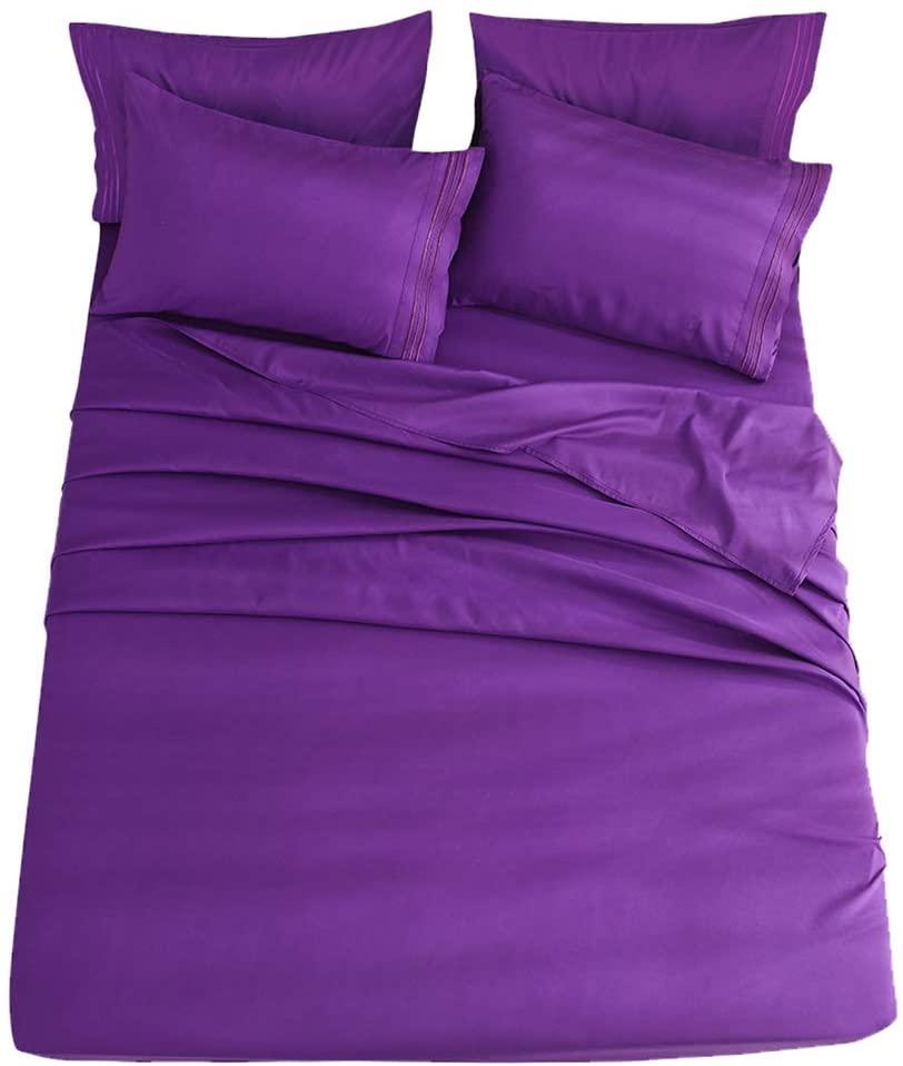 Details about   King Size 6-Piece Bed Sheets Set Microfiber 1800 Thread Count Percale 16 Inch De 