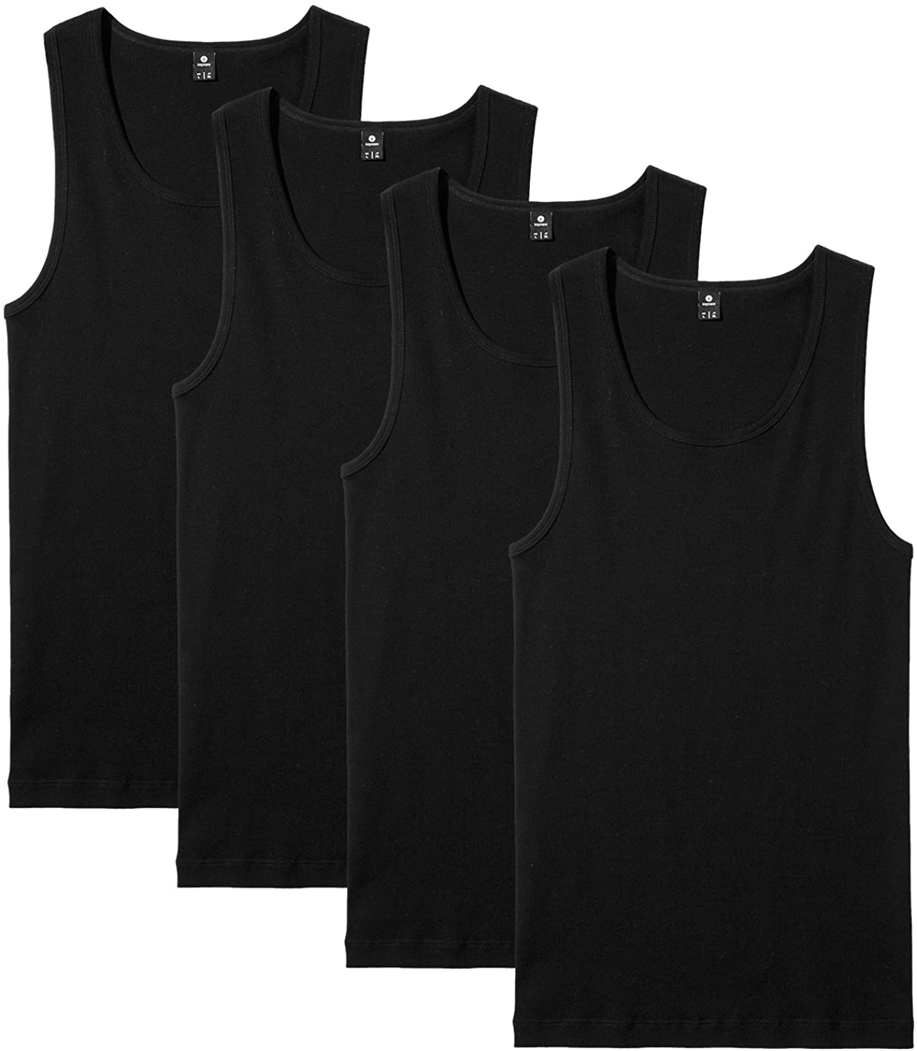 LAPASA Men's 100% Cotton Ribbed Tank Tops Sleeveless Crewneck A-Shirts  Basic Sol