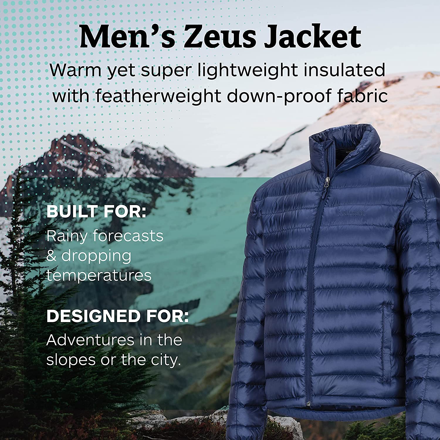 Marmot Men's Lightweight, Water-Resistent Zeus Jacket, 700 Fill Power Down