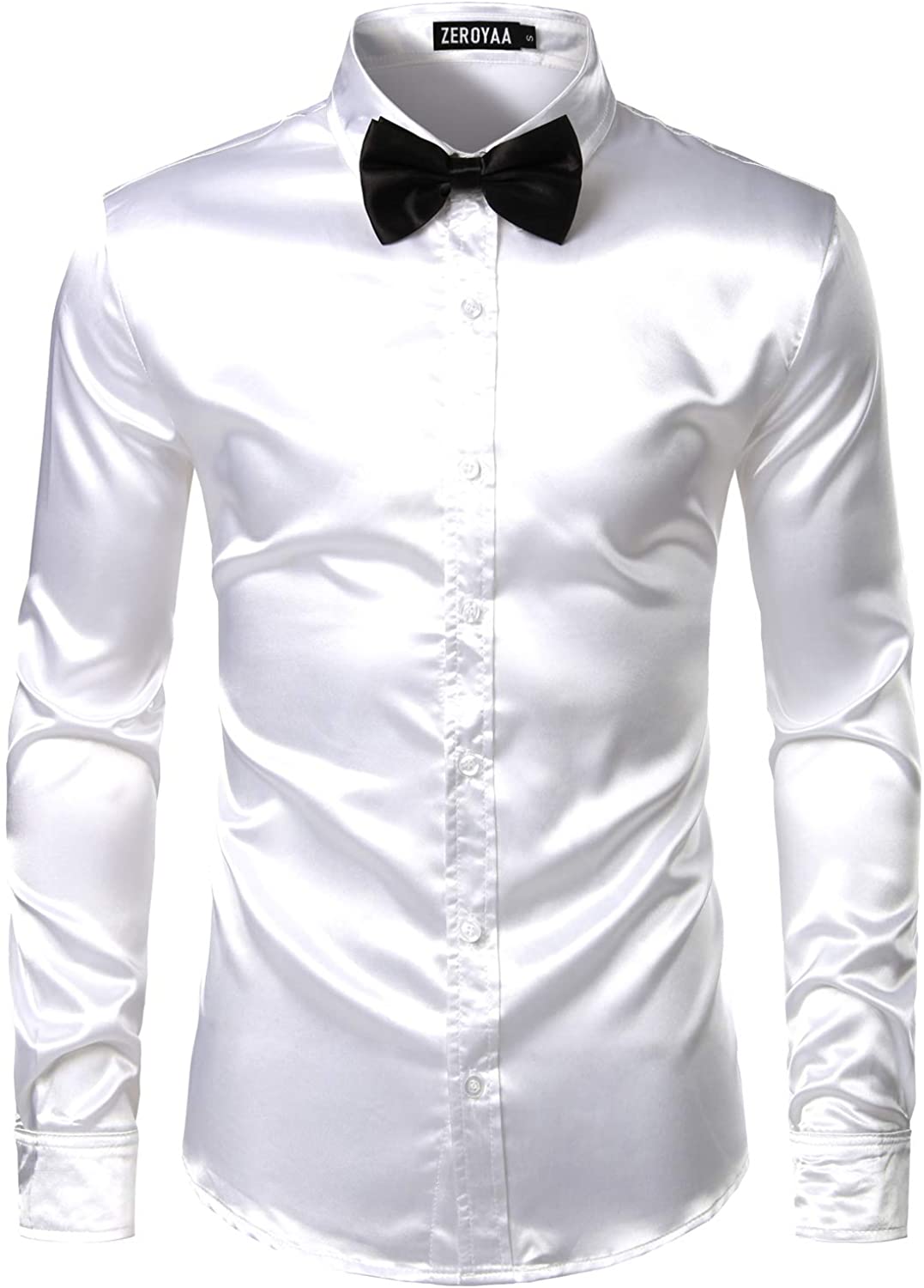 Белая атласная рубашка мужская