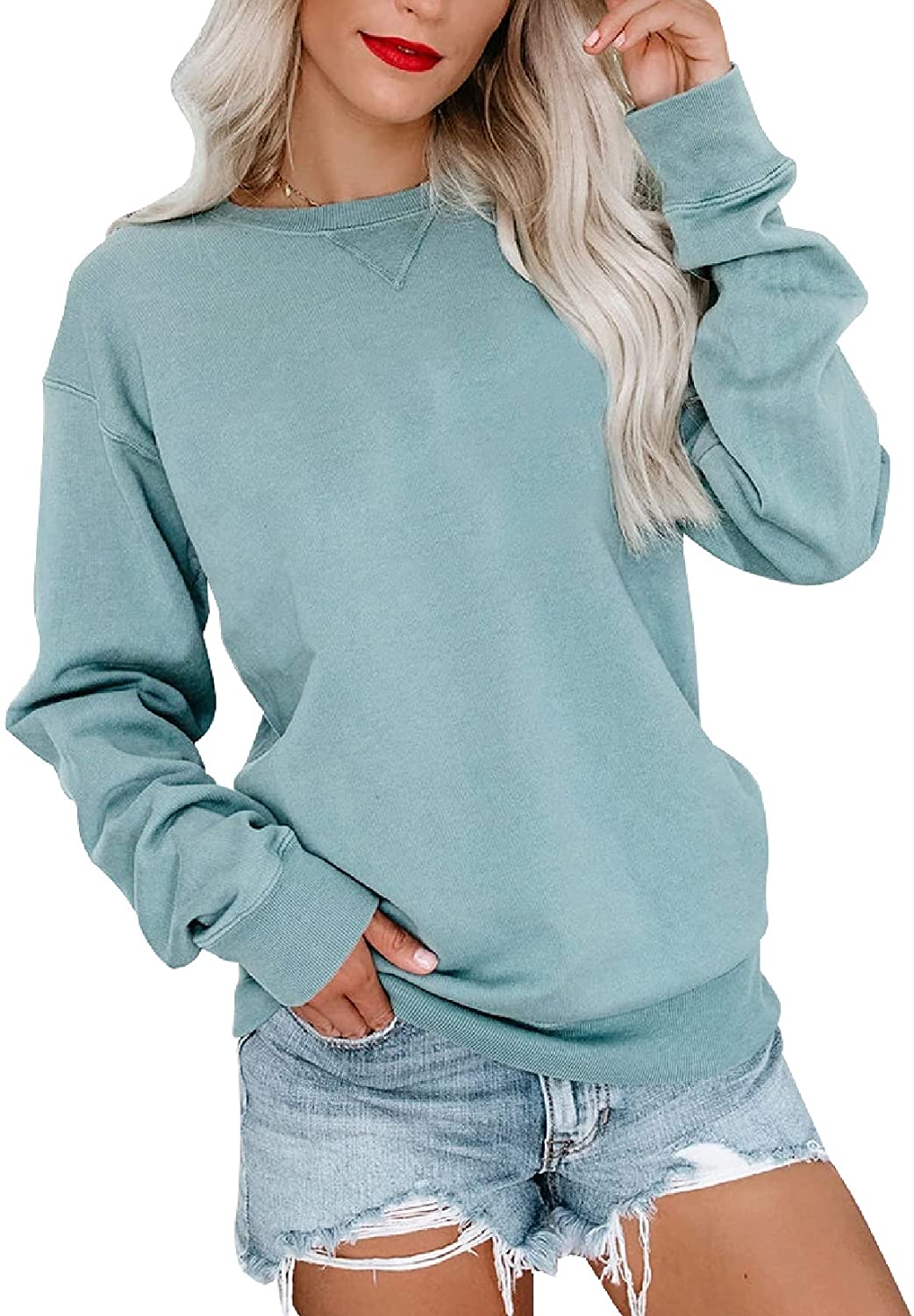  Crewneck Sweatshirt Womens Casual Long Sleeve,cute