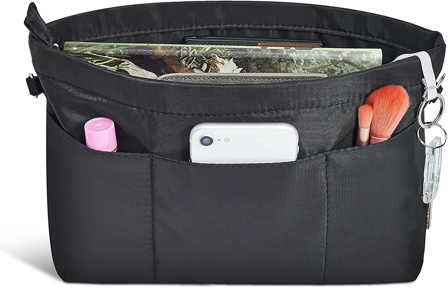 Vercord Purse Organizer Insert Bag Tote Handbags Pocketbook Inserts  Organizers Zipper 11 Pockets Black Large - Walmart.com
