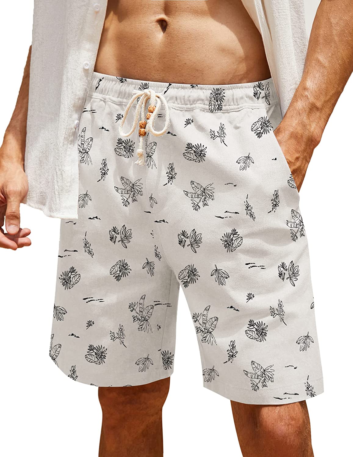 COOFANDY Men's Linen Shorts Casual Elastic Waist Drawstring Summer Beach  Shorts : : Clothing, Shoes & Accessories