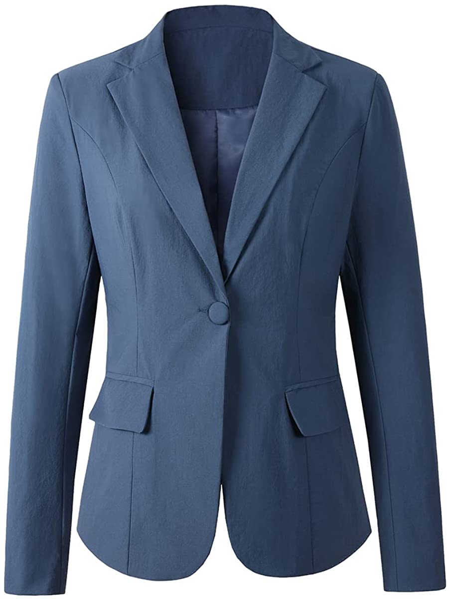 Womens Long Sleeve Lightweight Office Work Suit Jacket Boyfriend Blazer