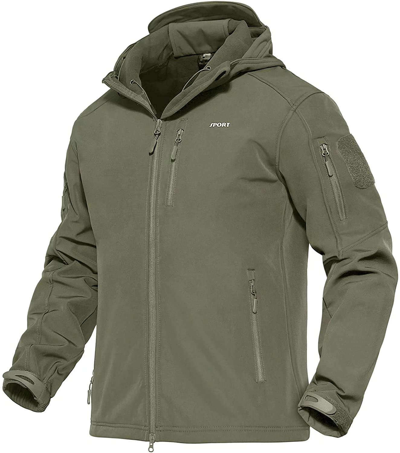 MAGCOMSEN Men's Windbreaker Jacket Winter Coats 6 Zipper Pockets Hooded Snow Ski Jacket Water Resistant Tactical Jacket 