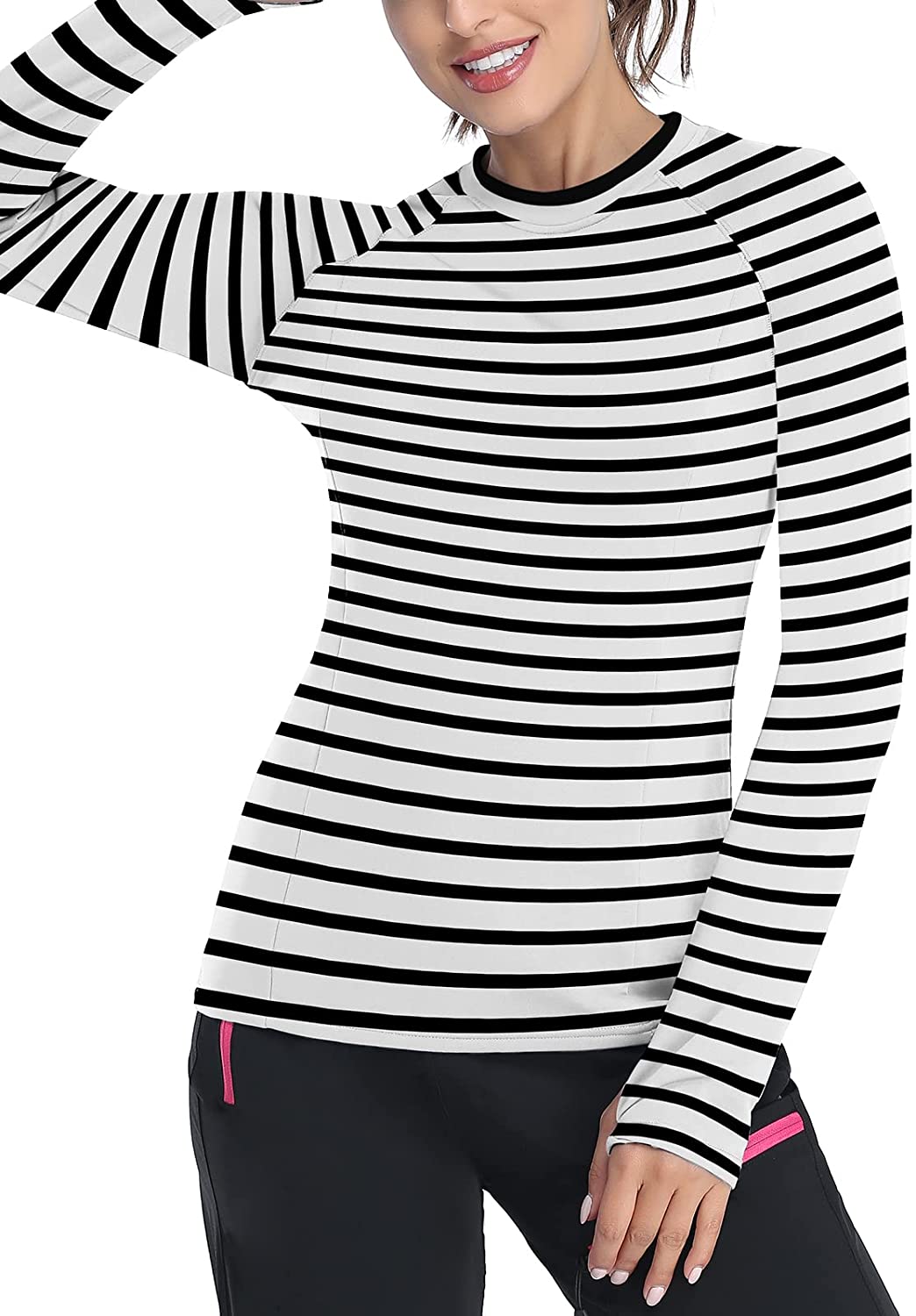 thumbnail 12  - Soneven Women Fleece Thermal Long Sleeve Running Shirt Workout Tops Moisture Wic
