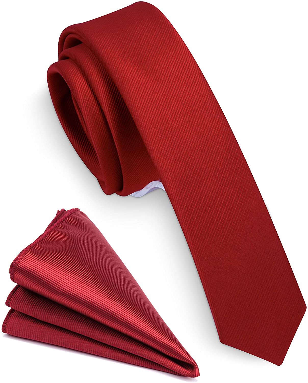 GUSLESON Fashion 1.58（4cm）Solid Color Necktie and Pocket Square Sets For Men Gift Box 