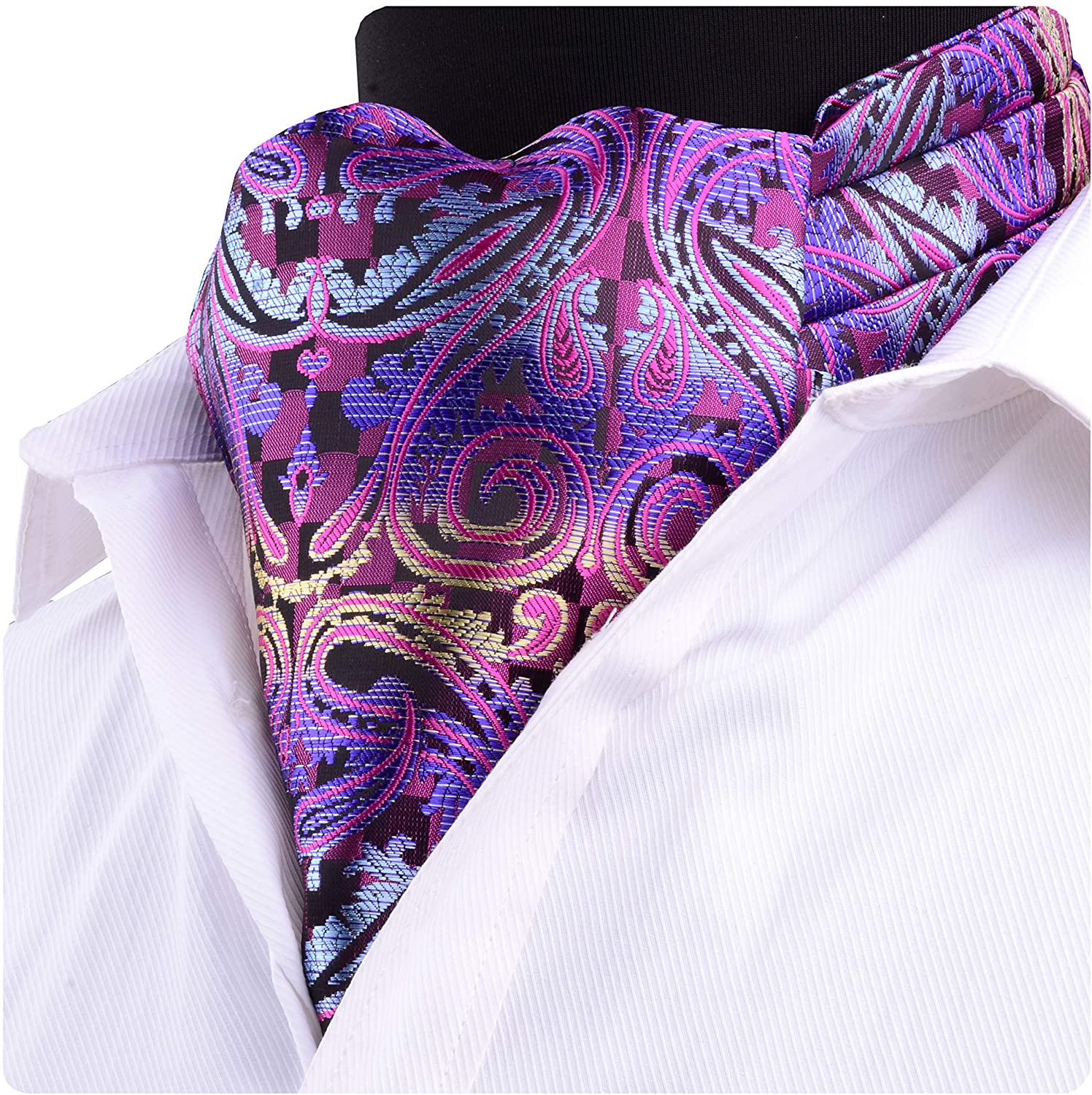 GUSLESON Men's Cravat Self Tie Paisley Jacquard Woven Floral Luxury Ascot