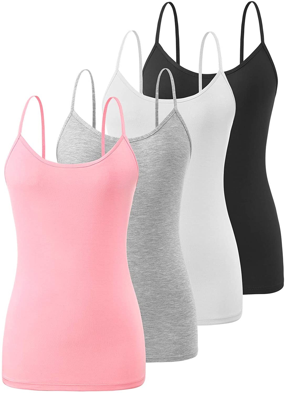 Air Curvey 4 Piece Camisoles for Women Basic Camis Undershirt Adjustable  Spaghetti Strap Tank Top