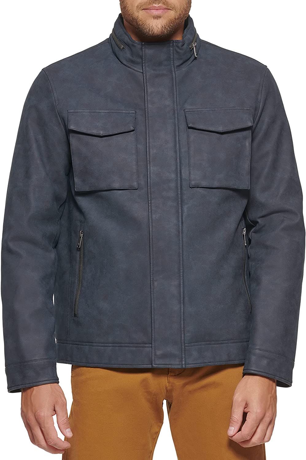 Dockers Men's Faux Leather Military Jacket | eBay