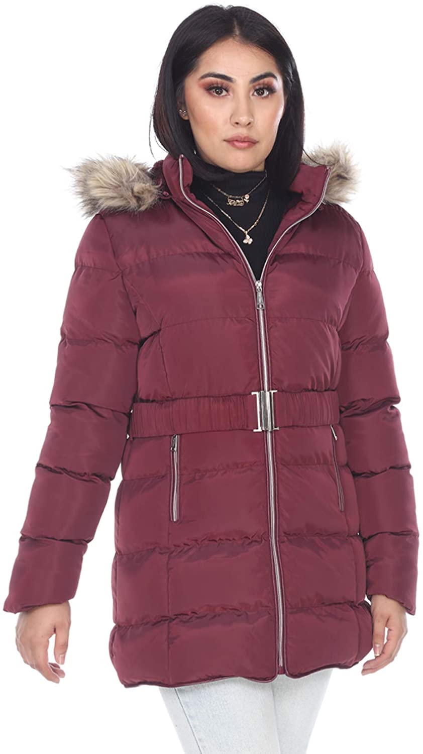 Facitisu Womens Winter Warm Jacket Long Down Faux Fur Hooded