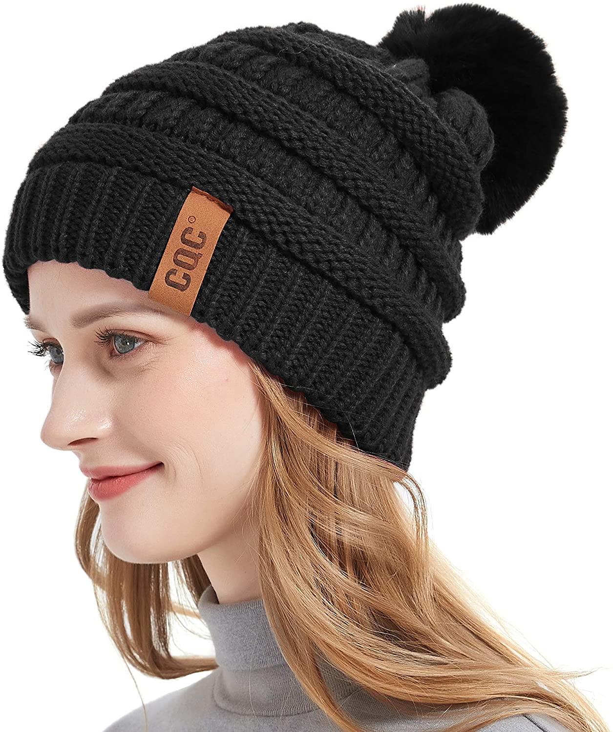 FURTALK Winter Knit Wool Slouchy Beanie for Women Cashmere Blend Hat Ski Cap