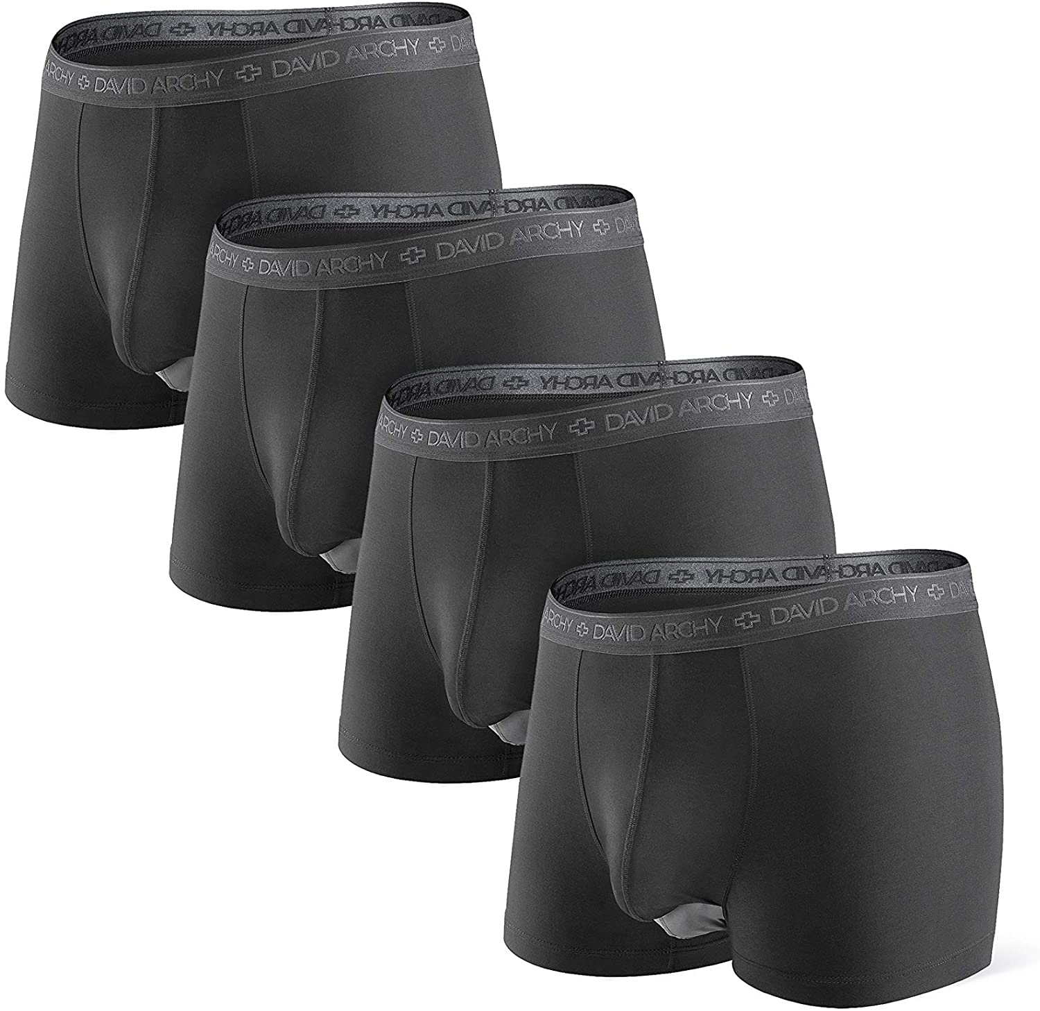DAVID ARCHY Men's Micro Modal Dual Pouch Trunks Soft Separate Pouches Boxer  Briefs in 3 or 4 Pack, Black-6.5 in 3 Pack, L price in UAE,  UAE