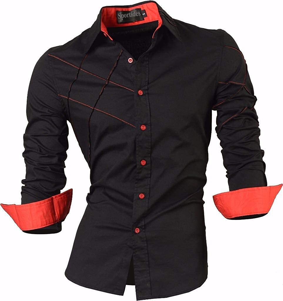 Sportrendy Men's Slim Fit Long Sleeves Casual Button Down