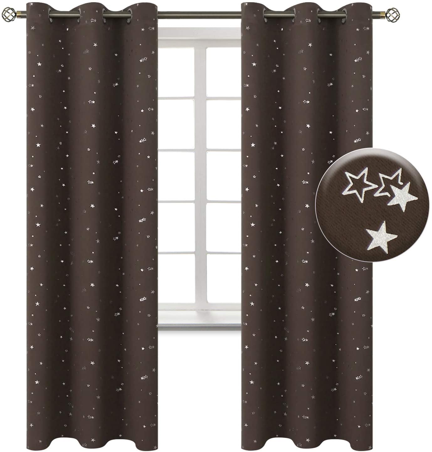 BGment Kids Blackout Curtains for Bedroom Grommet Thermal Insulated Silver Sta