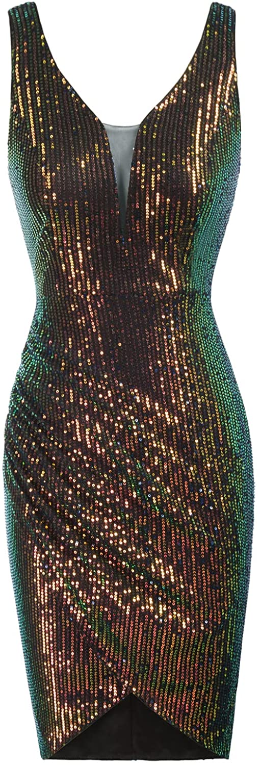  GRACE KARIN Sequin Dress for Women Sexy V-Neck Party