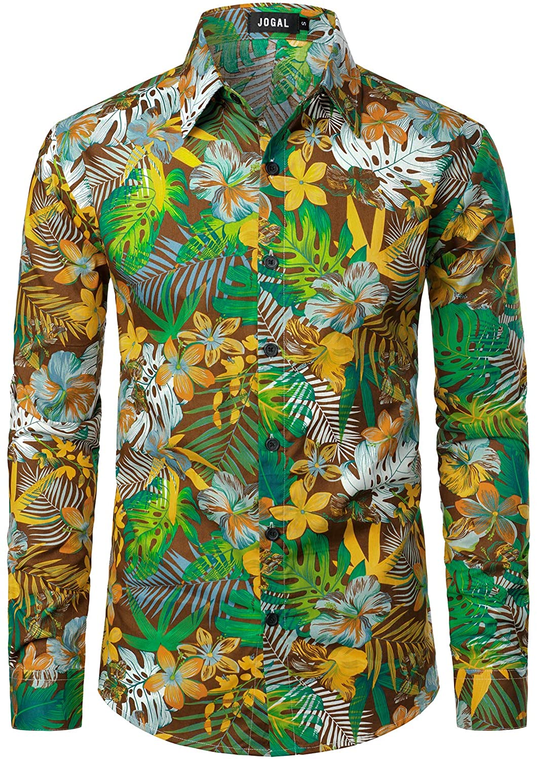 JOGAL Men's Floral Long Sleeve Casual Button Down Shirts | eBay