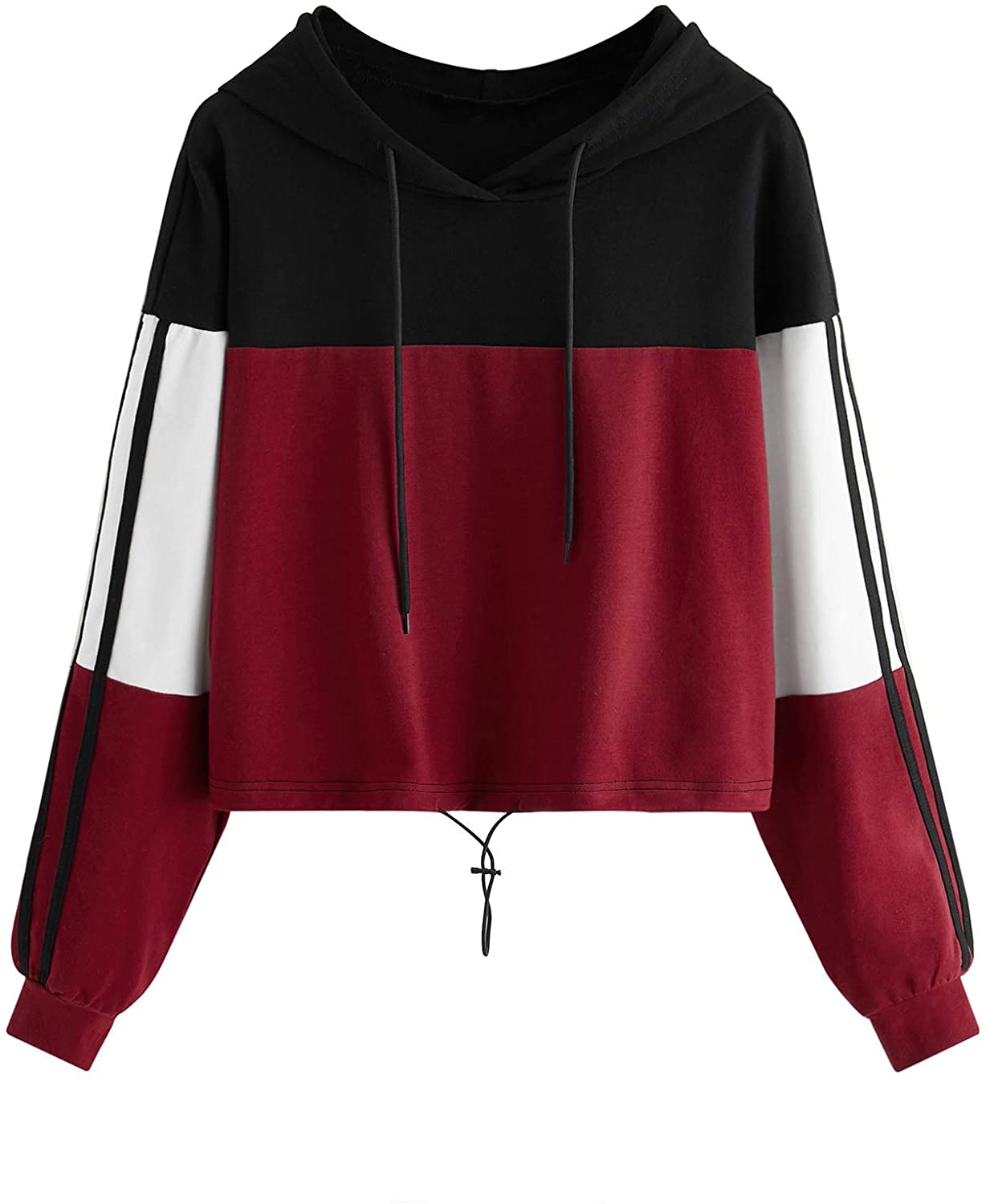 SweatyRocks Women's Casual Long Sleeve ColorBlock Pullover Sweatshirt Crop  Top