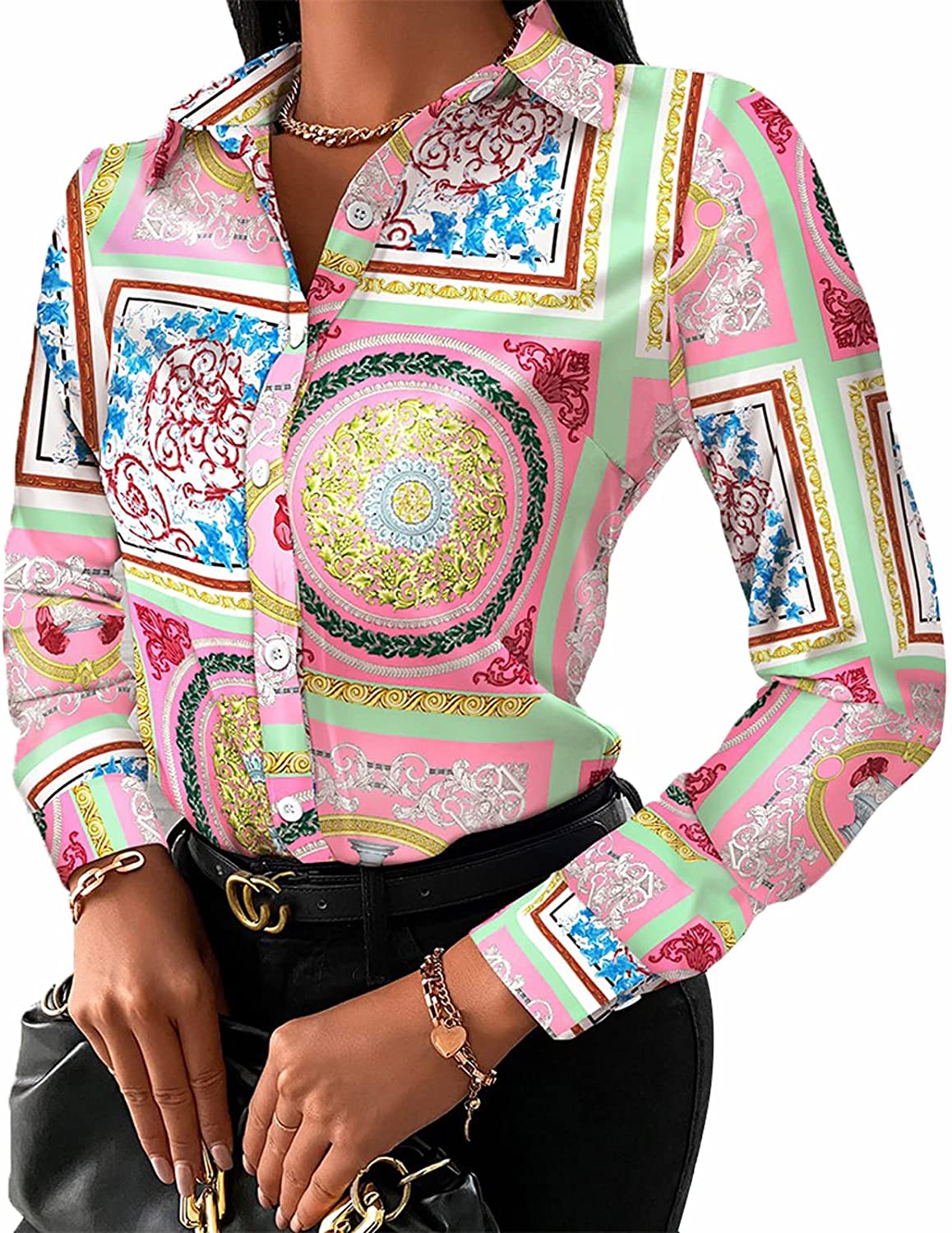 Lachmose Buchona Blouses for Women Colorful Blouses Long Sleeve
