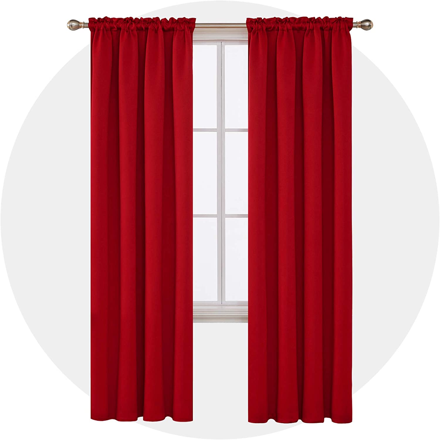 Deconovo Red Blackout Curtains Rod Pocket Curtain Panels Room Darkening Curtains