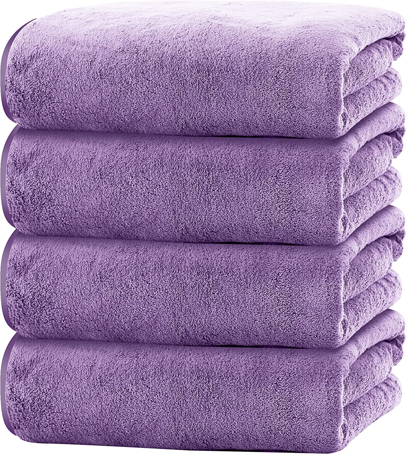 Ring Spun Cotton Bath Towels for Family, Set of 4, Lavender