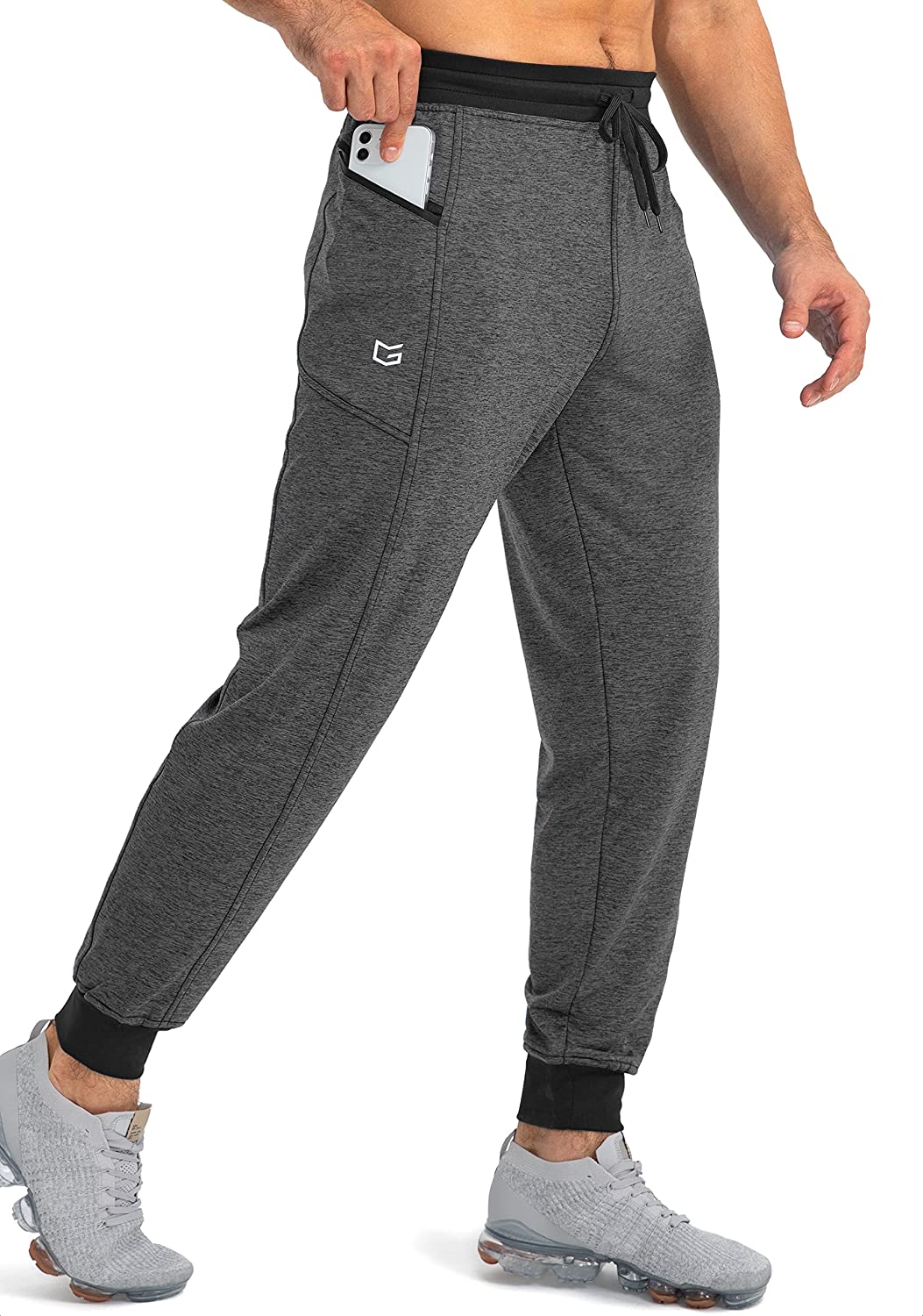G Gradual Men's Jogger Pants with Zipper Pockets Slim Joggers for