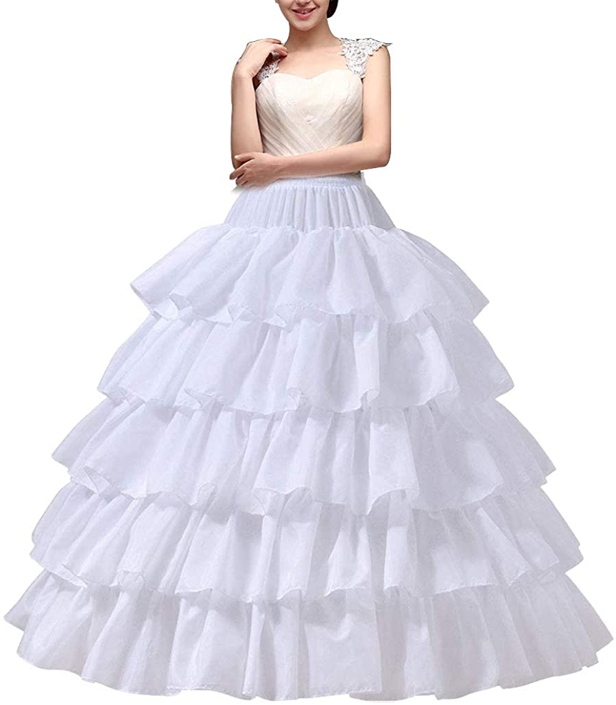 YULUOSHA Women's Crinoline Petticoat 4 Hoop Skirt 5 Ruffles Layers Ball  Gown Hal
