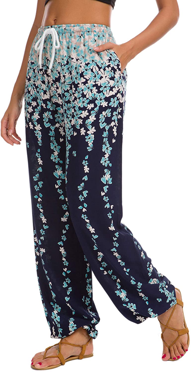 Urban CoCo Women's Floral Print Boho Yoga Pants Harem Pants Jogger Pants