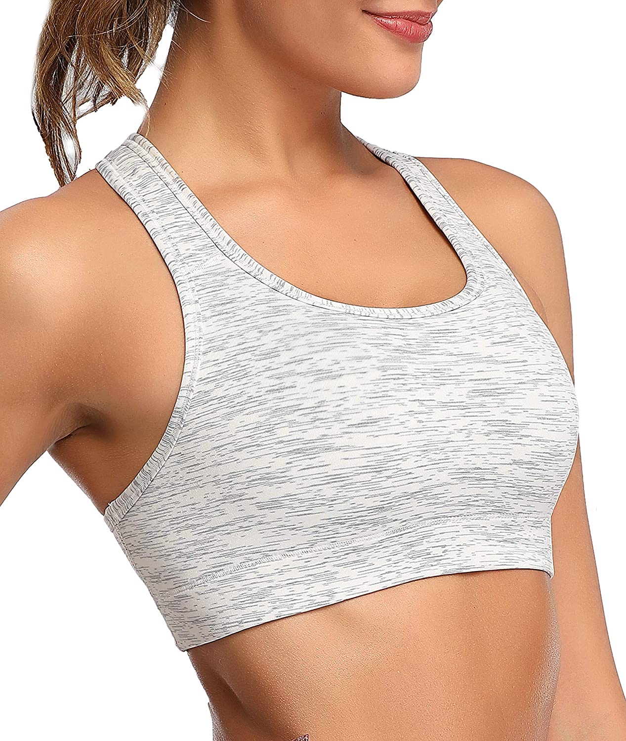 Stay supported during your workouts with Oalka Women's Racerback Sports  Fitness Bras