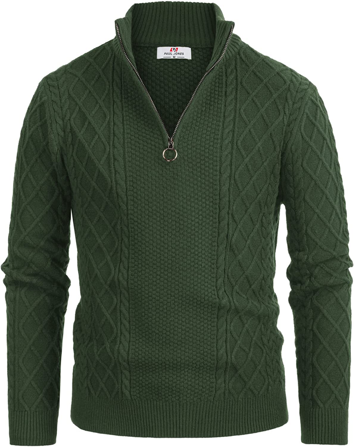 PJ Paul Jones Men's Casual Quarter-Zip Sweaters Cable Knit Thermal