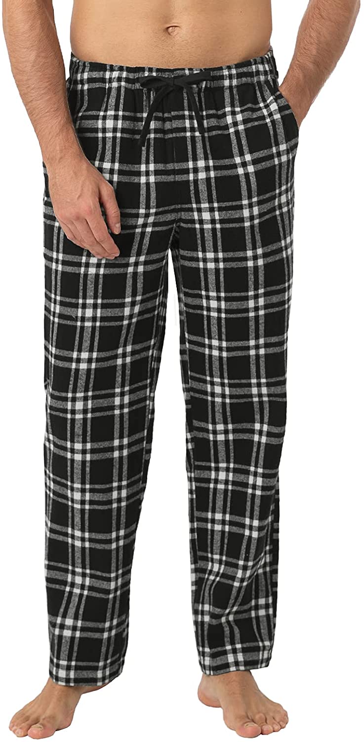 LAPASA Men's Flannel Pajama Lounge Sleep Pants Plaid Winter