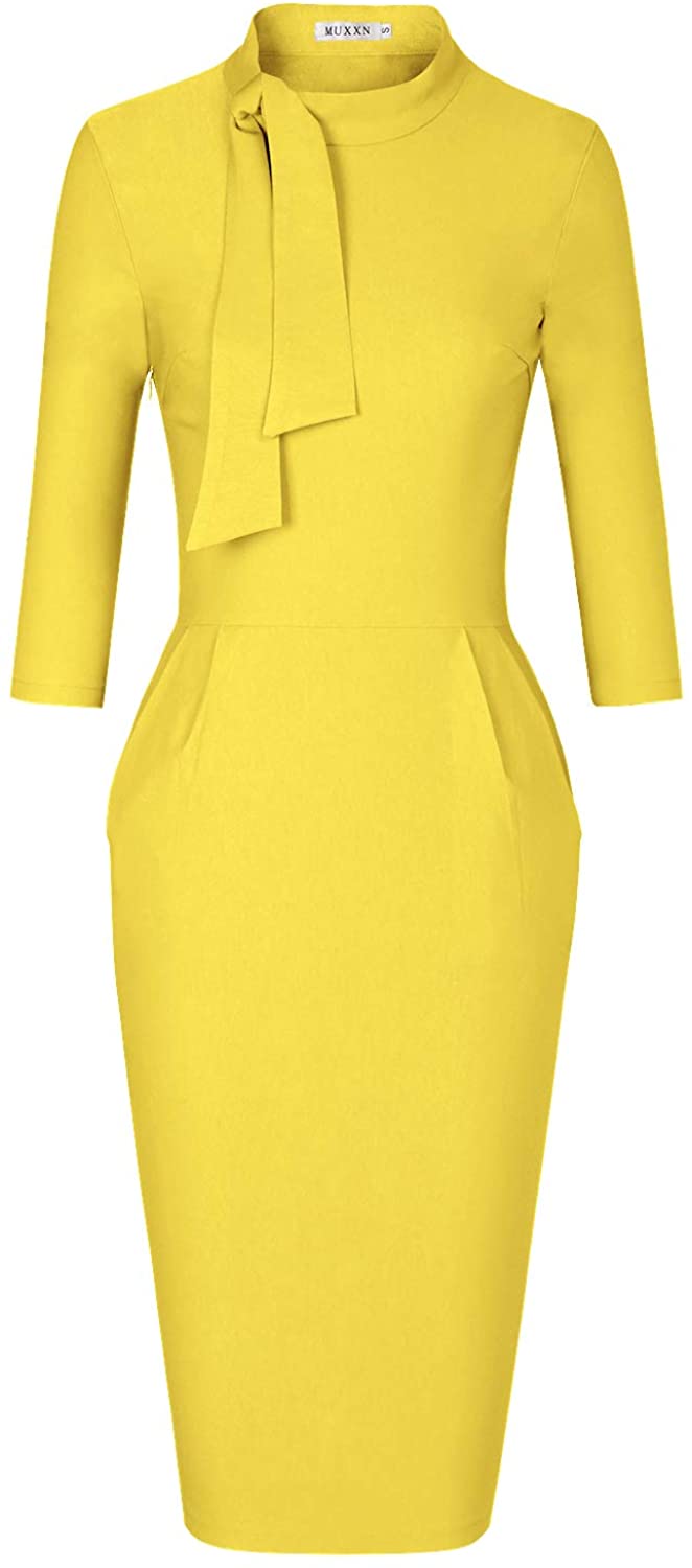 MUXXN Women's Classic Vintage Tie Neck Formal Cocktail Dress with ...