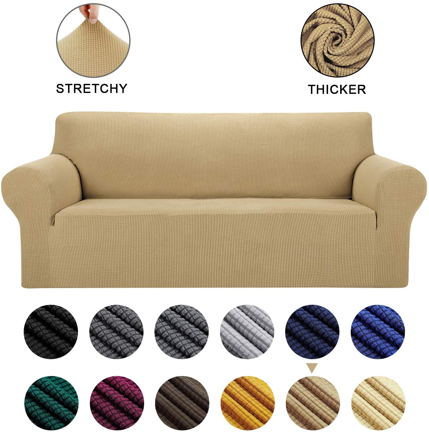 Furniture Protector Spandex 1-Piece Couch AlGaiety Stretch Sofa Cover Slipcover 