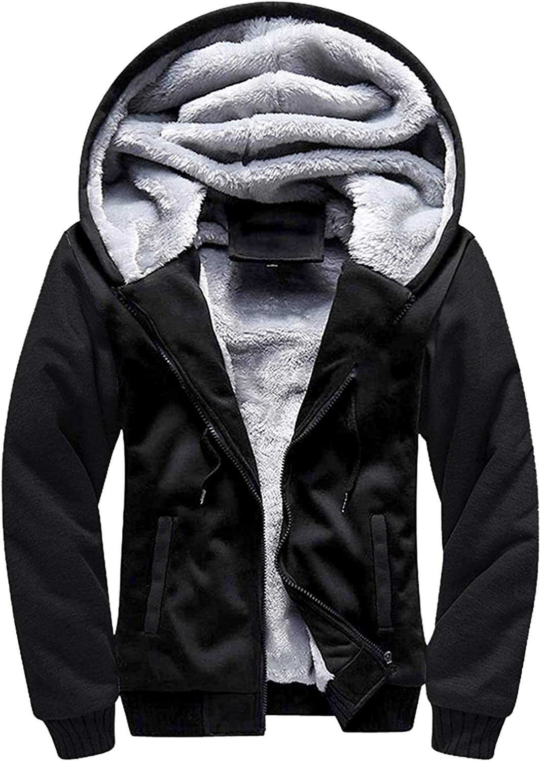 Men's Full Zip Up Hoodie Heavyweight 2024 Winter Sweatshirt Fleece Sherpa  Lined Warm Plaid Jacket Stylish Plus Size Coats