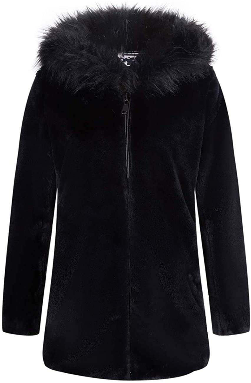 Buy Bellivera Women's Double-Sided Faux Fur Jacket with Fur Collar, Puffer  Coat Worn On, 19225_black, M at