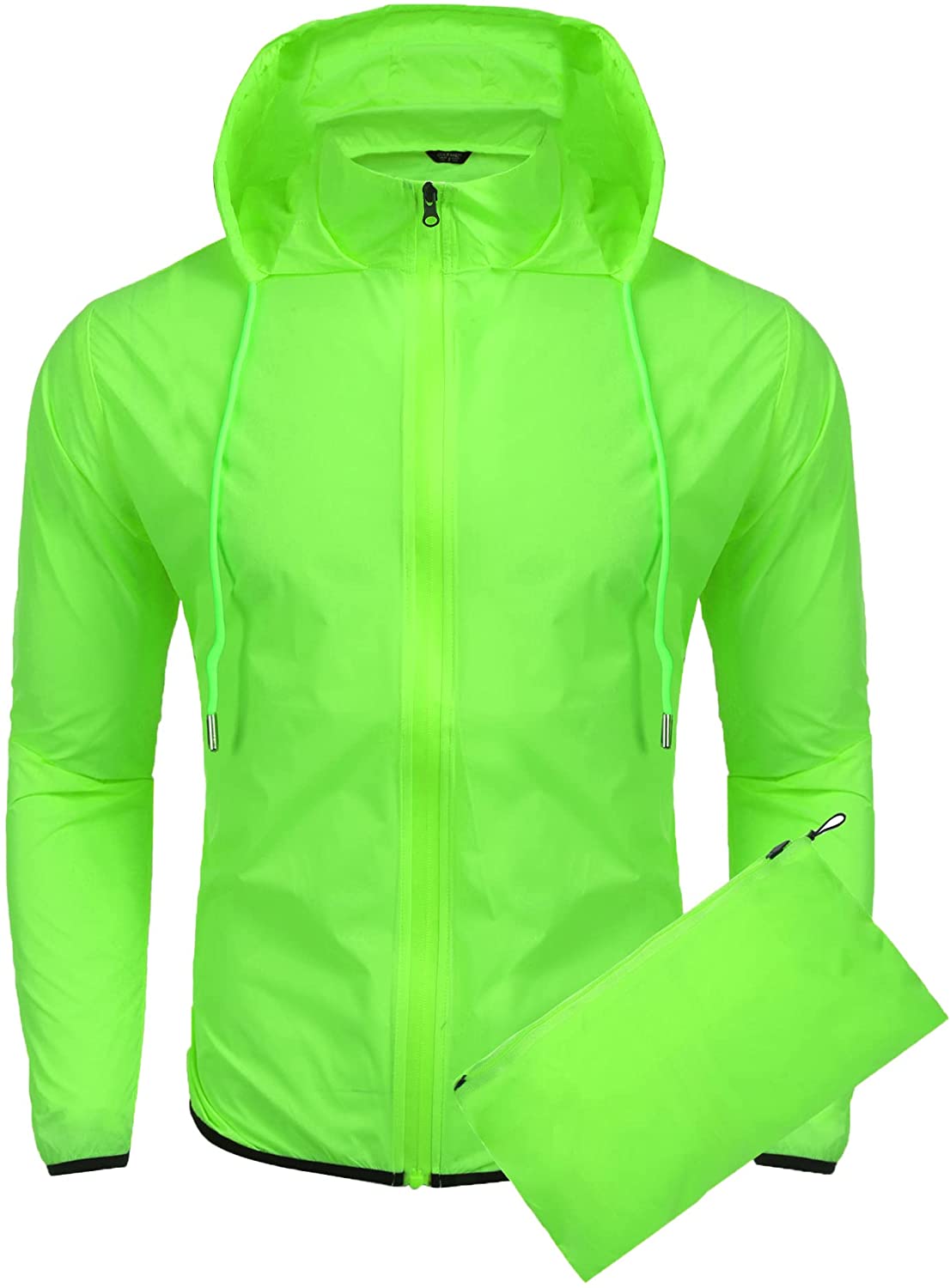 Coofandy Mens Lightweight Hooded Raincoat Full Zip Solid Outdoor Casual Rain Jacket 
