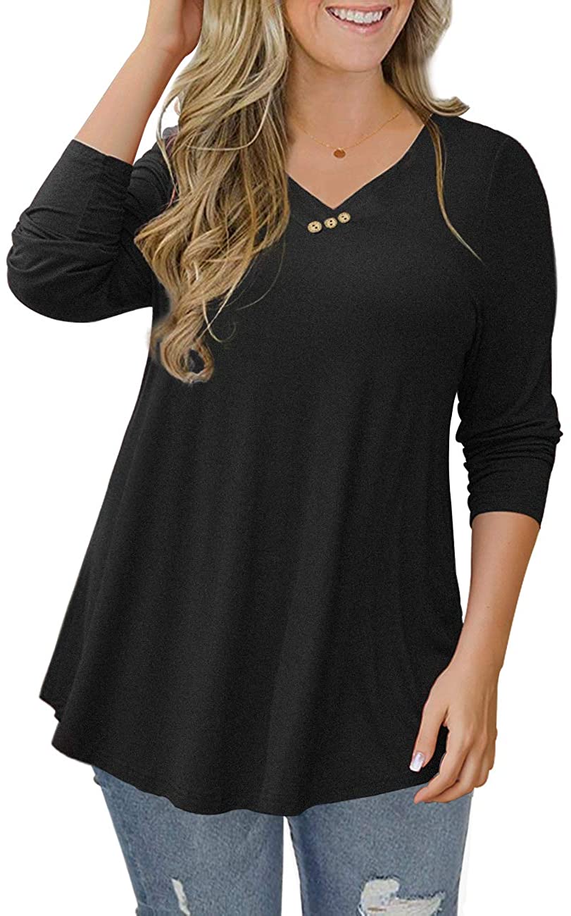 NICIAS Womens Lace Casual Long Sleeve Tunic Tops Loose Blouse T Shirt 