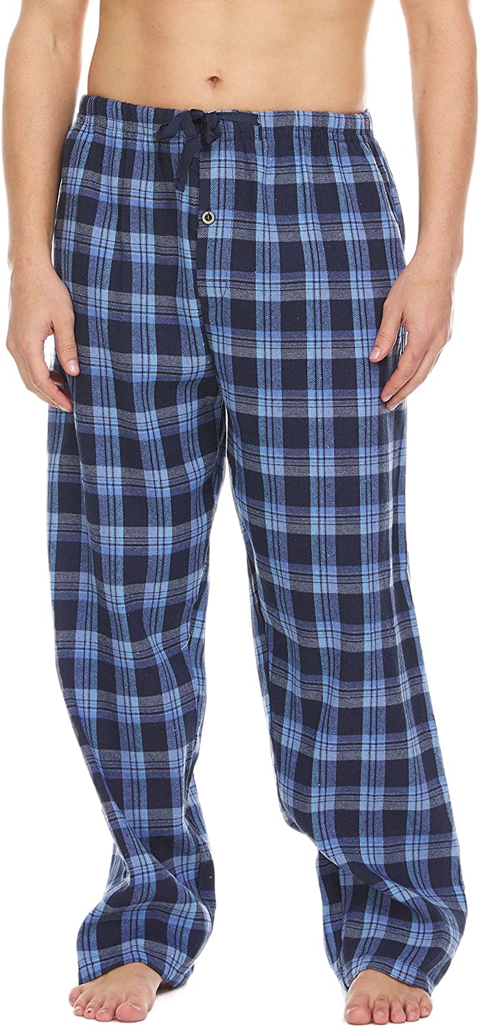 CQR Men's 100% Cotton Plaid Flannel Pajama Pants, Brushed Soft Lounge &  Sleep PJ Bottoms with Pockets, Flannel Pajama Classic Red, X-Small at   Men's Clothing store