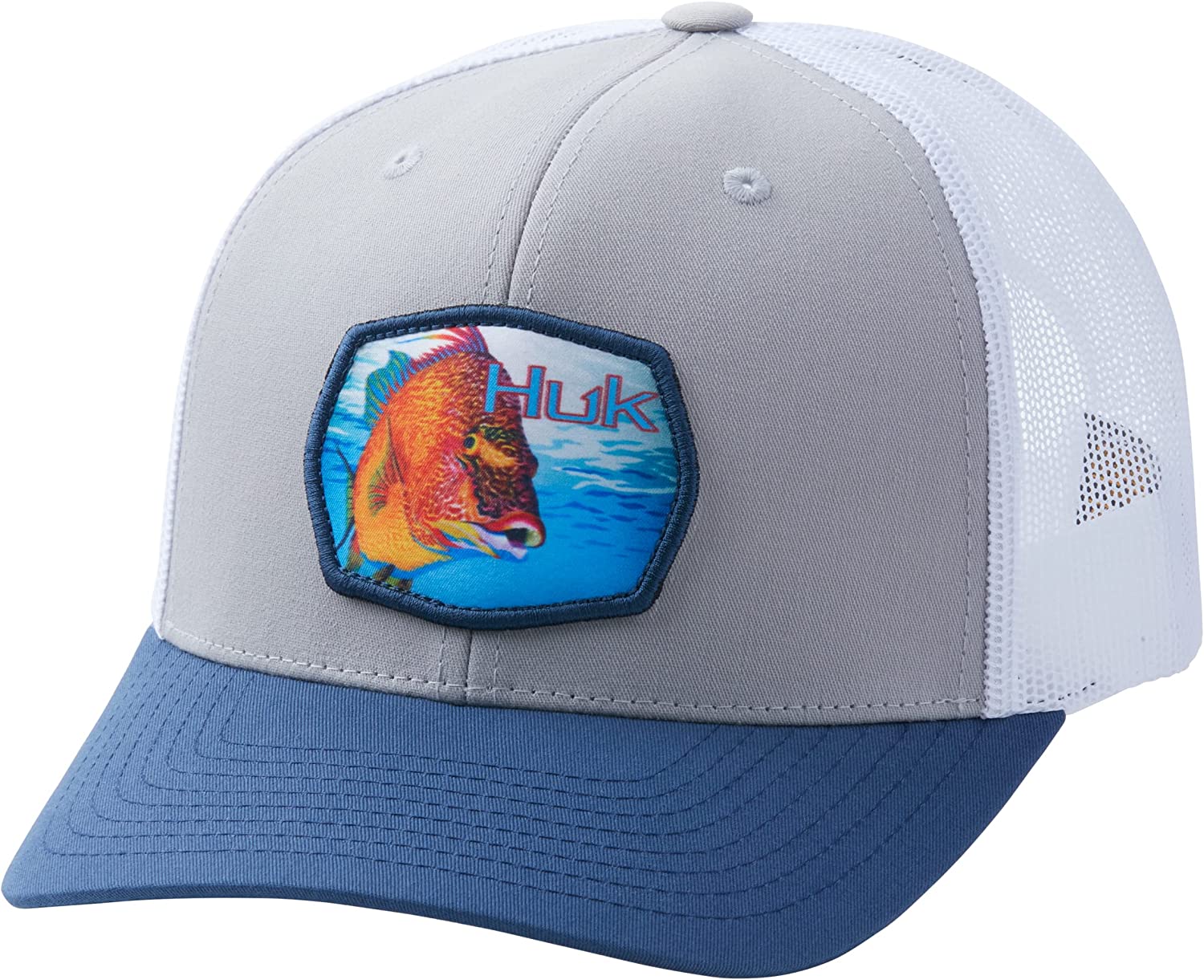 HUK Mens Mesh Trucker Snapback Hat | Anti-Glare Fishing Hat