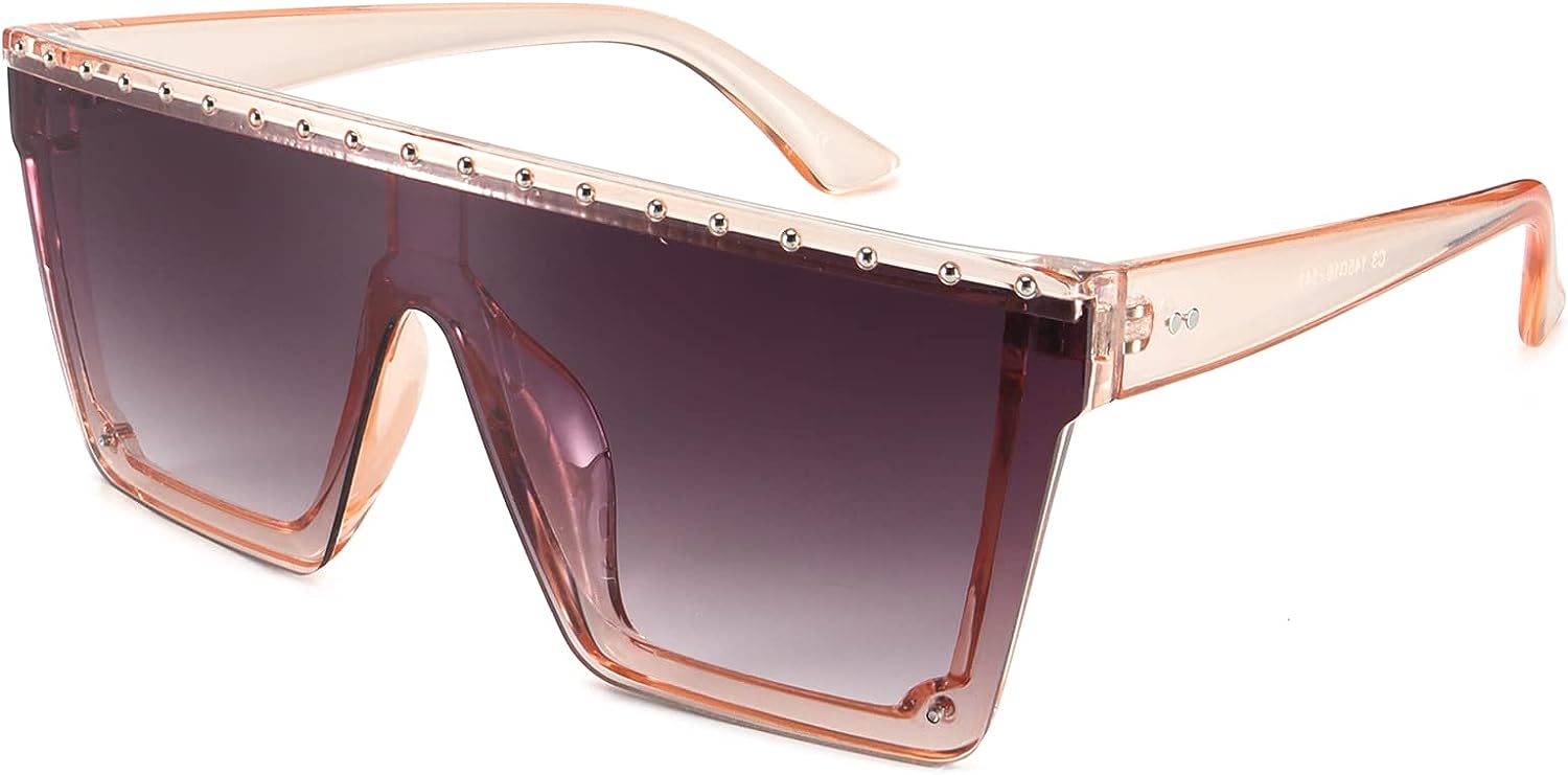 Dollger Square Oversized Sunglasses for Women Big Flat Top Rivet Fashion  Large U