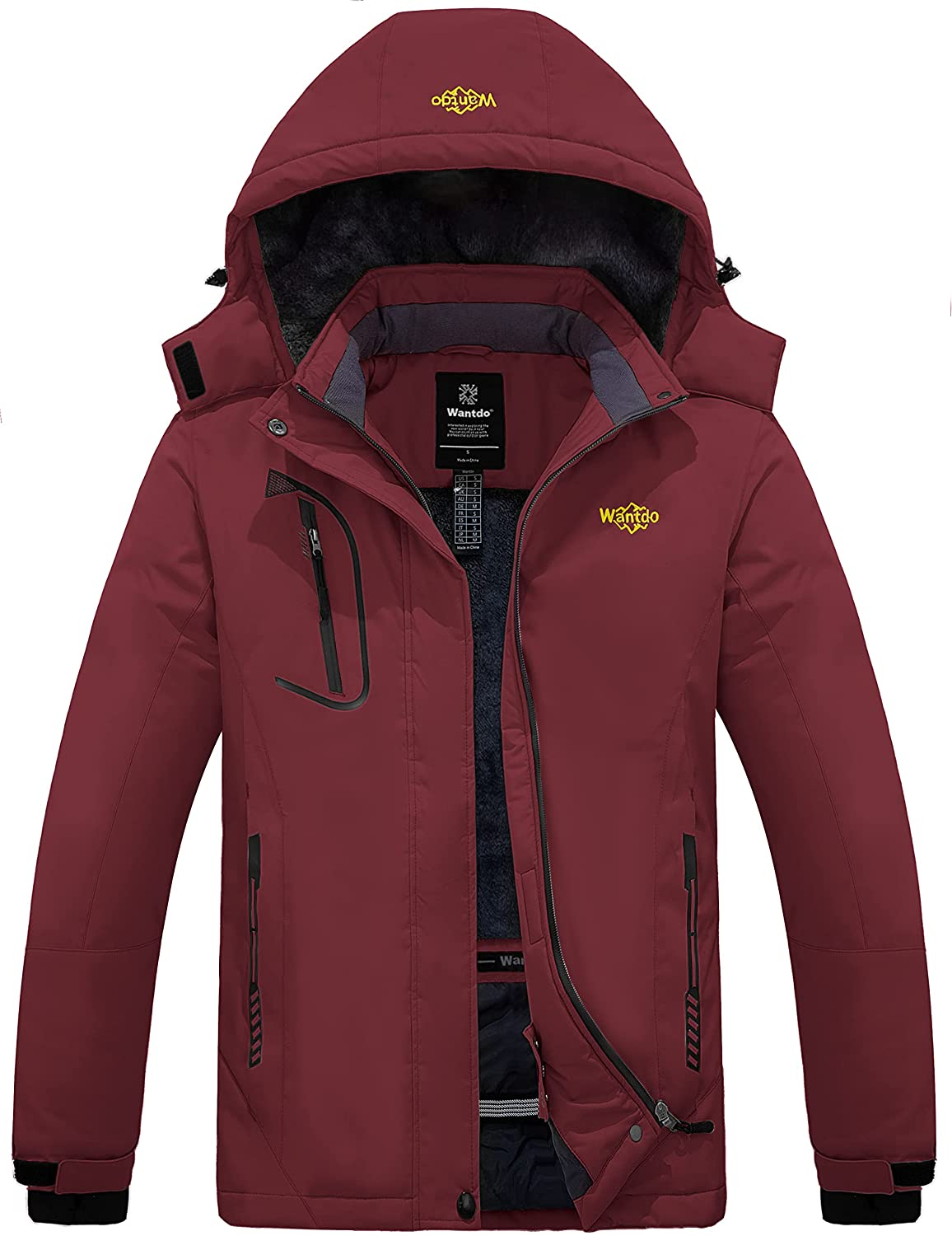Wantdo Women's Waterproof Mountain Jacket Fleece Ski Jacket US S