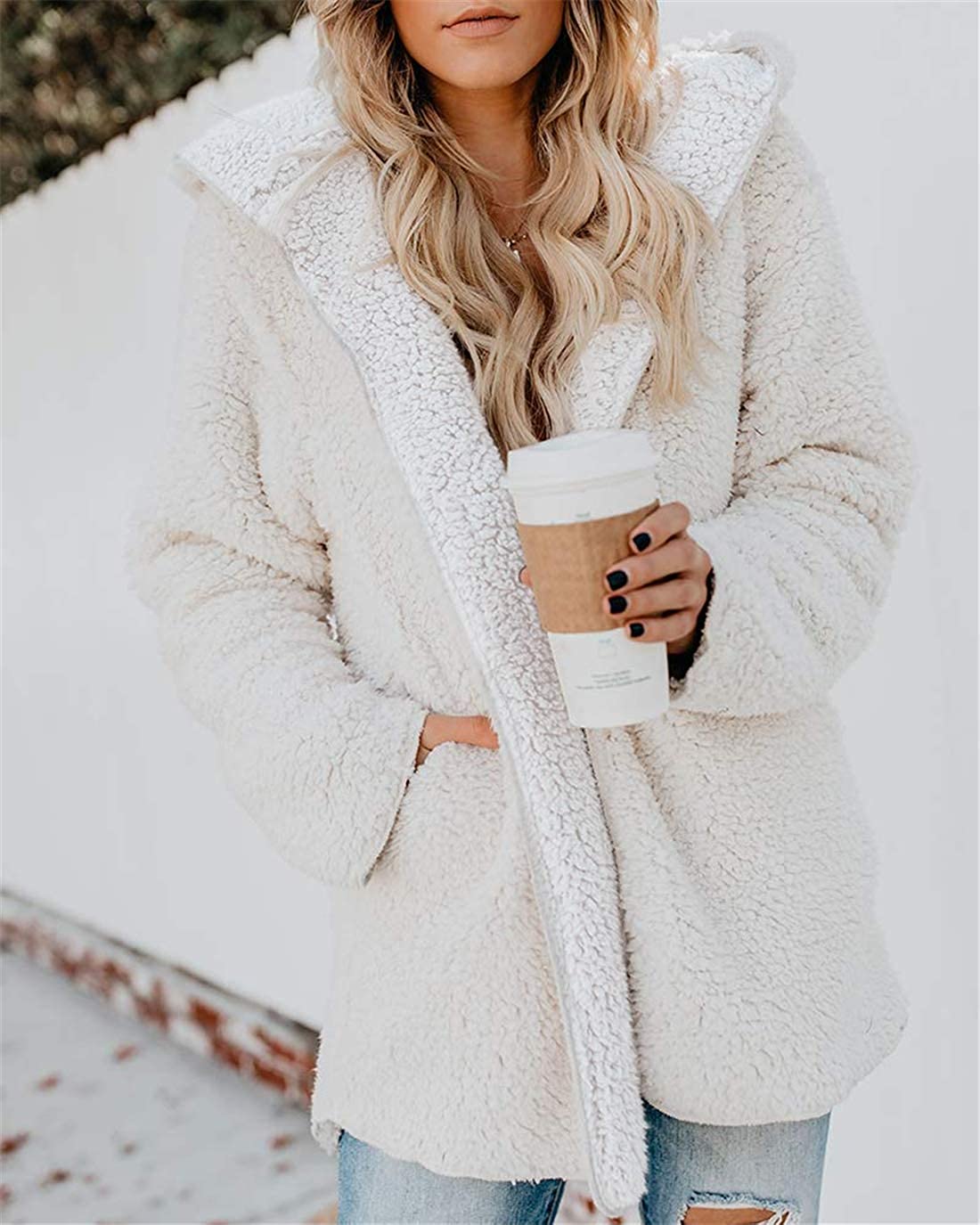 Fuzzy sherpa hooded discount cardigan