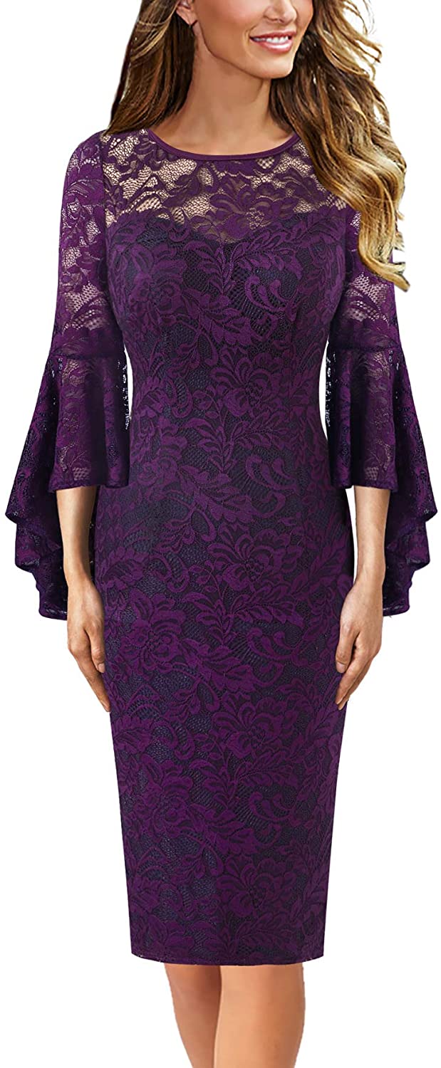 VfEmage Womens Elegant Bell Sleeve Wear to Work Party Cocktail Sheath Dress  : : Clothing, Shoes & Accessories