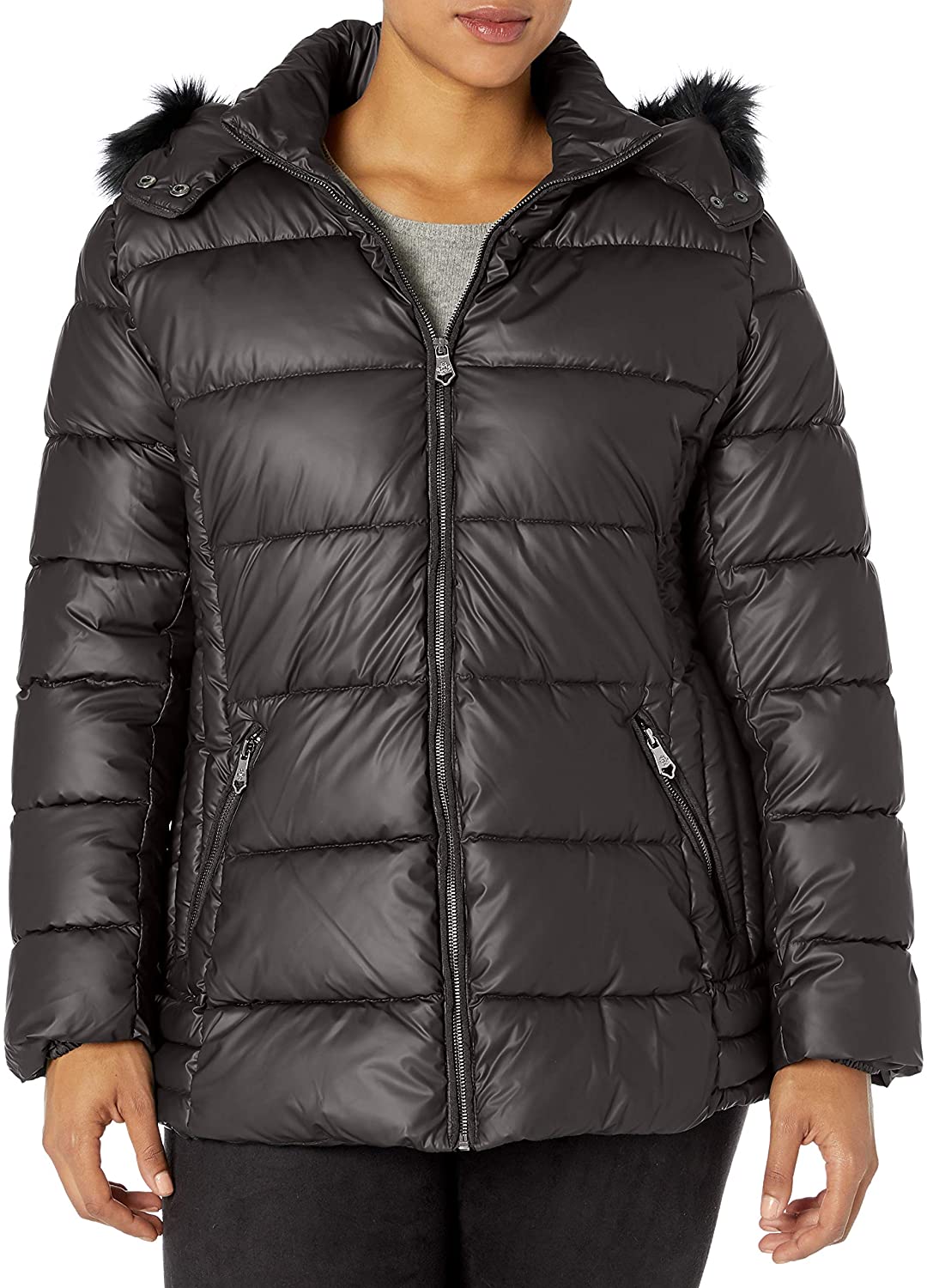 thumbnail 10  - Nanette Lepore womens Puffer Jacket With Faux Leather