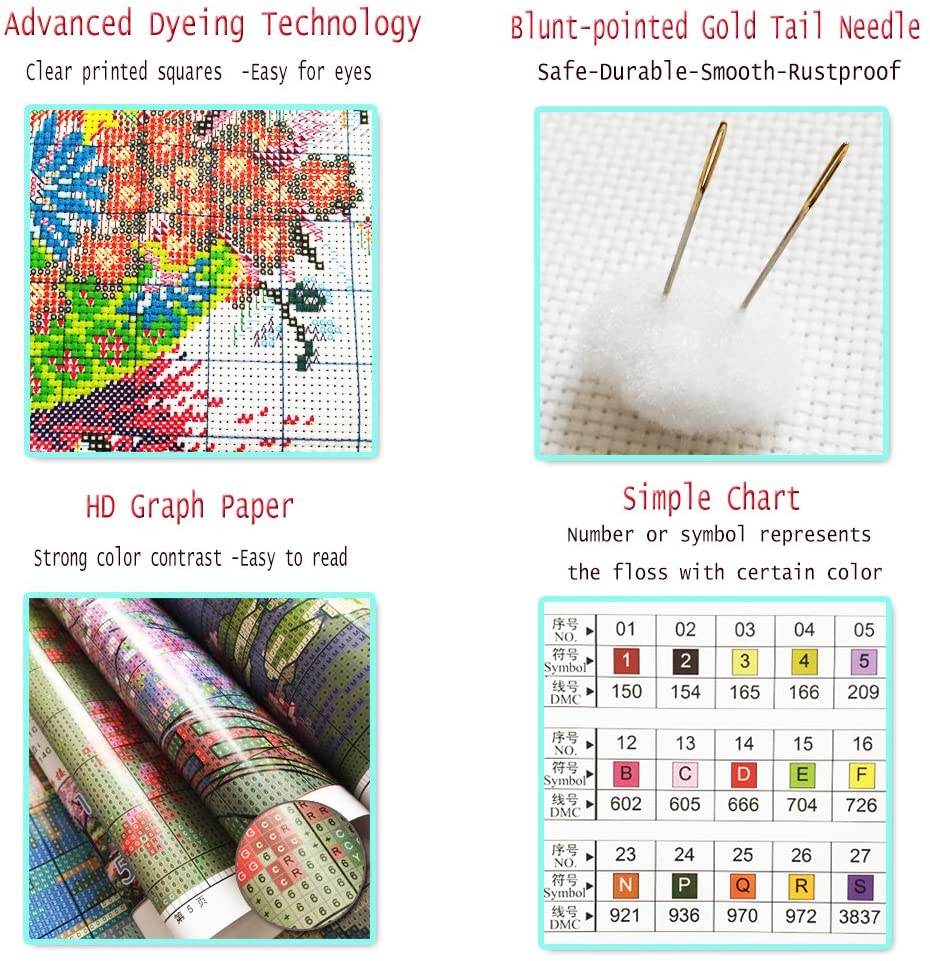 Cross Stitch Stamped Kits Cross-Stitching Accurate Pre-Printed Pattern ...